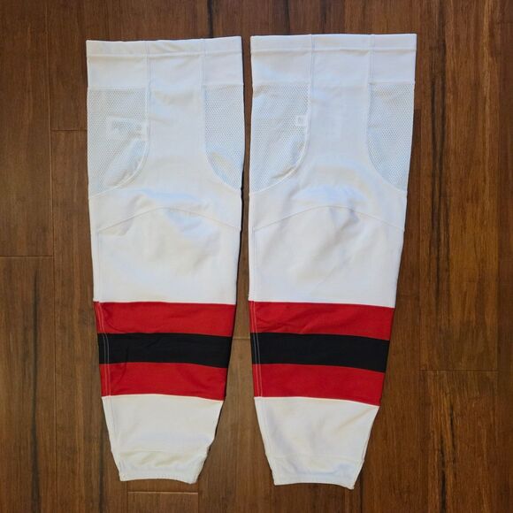 Adidas NHL Team Issued Hockey Game Socks Men's XL New Jersey Devils Away Uniform - Picture 2 of 4